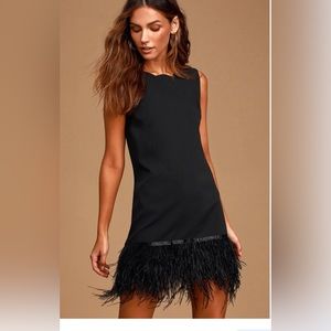 Lulu's Black Feather Hem Midi Dress